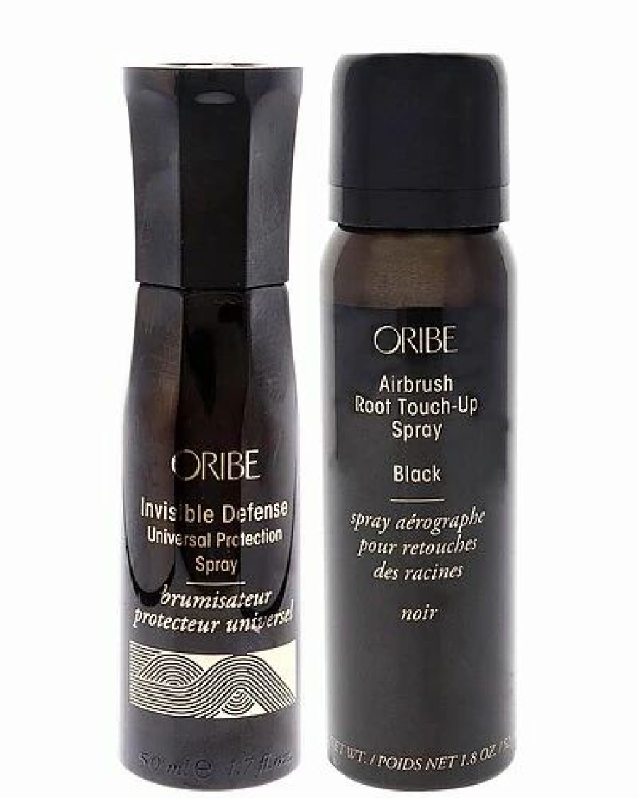 Shampoo & Conditioners * | Oribe Invisible Defense Universal Protection Spray & Airbrush Root Touch-Up Spray Black Kit Women