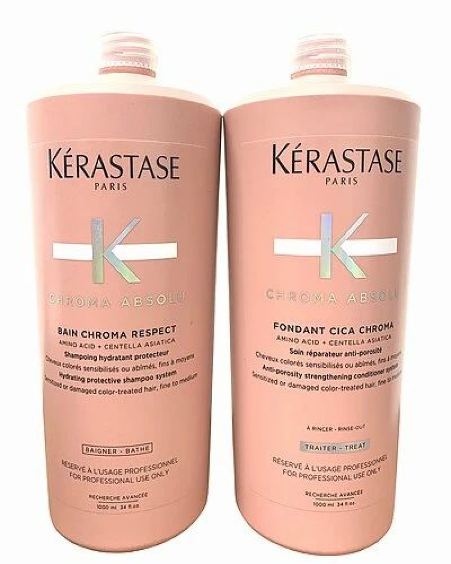 Shampoo & Conditioners * | Kerastase 34Oz Chroma Absolu Fondant Cica Chroma & Chroma Absolu Bain Chroma Respect Duo Women