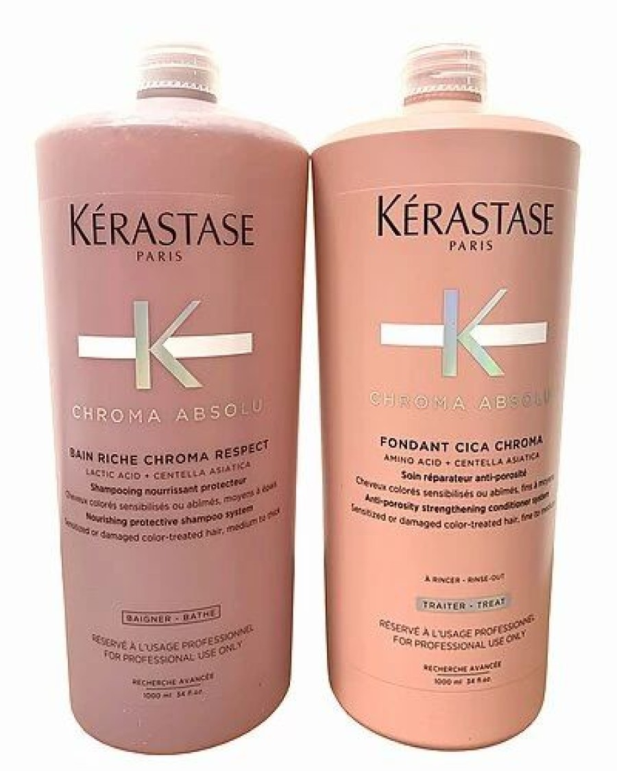 Shampoo & Conditioners * | Kerastase 34Oz Chroma Absolu Bain Riche Chroma Respect & Chroma Absolu Fondant Cica Chroma Duo Women