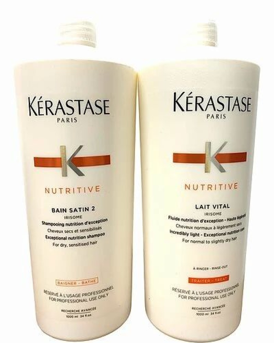 Shampoo & Conditioners * | Kerastase Bain Satin 2 Shampoo 34Oz And Lait Vital Conditioner 34Oz Duo Women