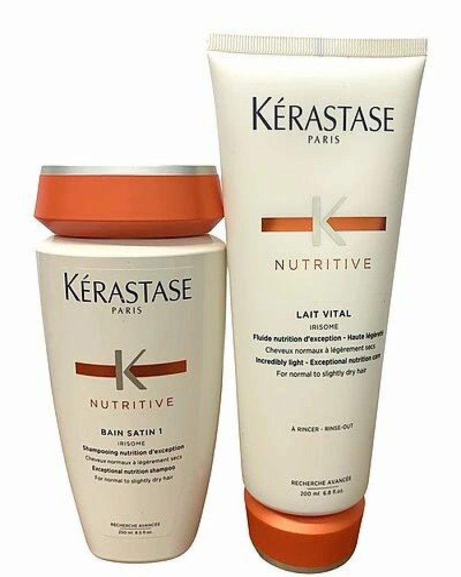 Shampoo & Conditioners * | Kerastase Bain Satin 1 8.5Oz And Lait Vital Conditioner 6.8Oz 1 Set Women