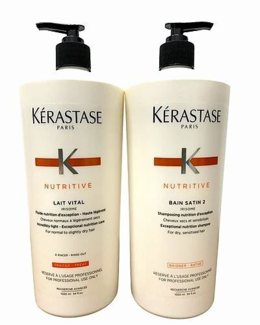 Shampoo & Conditioners * | Kerastase 34Oz Bain Satin 2 Shampoo & 34Oz Lait Vital Conditioner Set With 2 Pumps Women